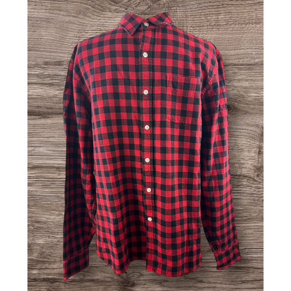 LL Bean Signature Buffalo Plaid Shirt Red Black Button Slim Fit Top Mens Large - Picture 10 of 10